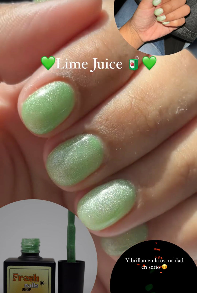 Lime Juice Glow In Dark Cat Eye  Gel Polish